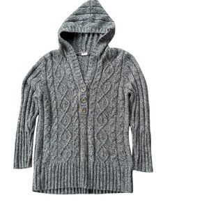 Gray Cable Knit Hooded form fitting Sweater Pullover Bella Swan Twilight Large